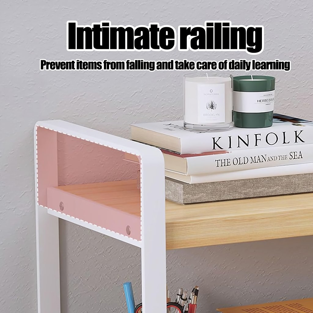 Modern wood office organizer with drawers as centerpiece of home office desk 